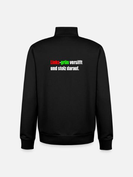 Left-green filthy and proud of it. - Unisex Organic Zip Sweatshirt by Stanley/Stella - black