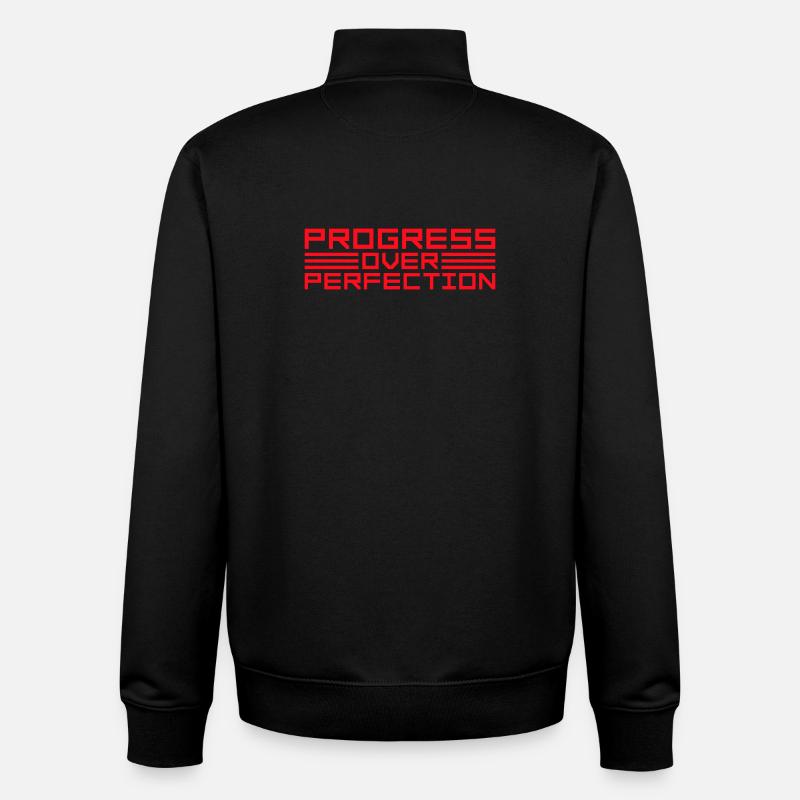 Progress Over Perfection Spruch Motivation Mindset - Unisex Organic Zip Sweatshirt von Stanley/Stella - Schwarz