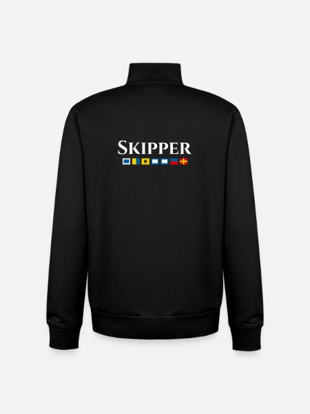 Conception du pavillon maritime Skipper - Sweat zippé unisexe en coton bio Stanley/Stella - noir
