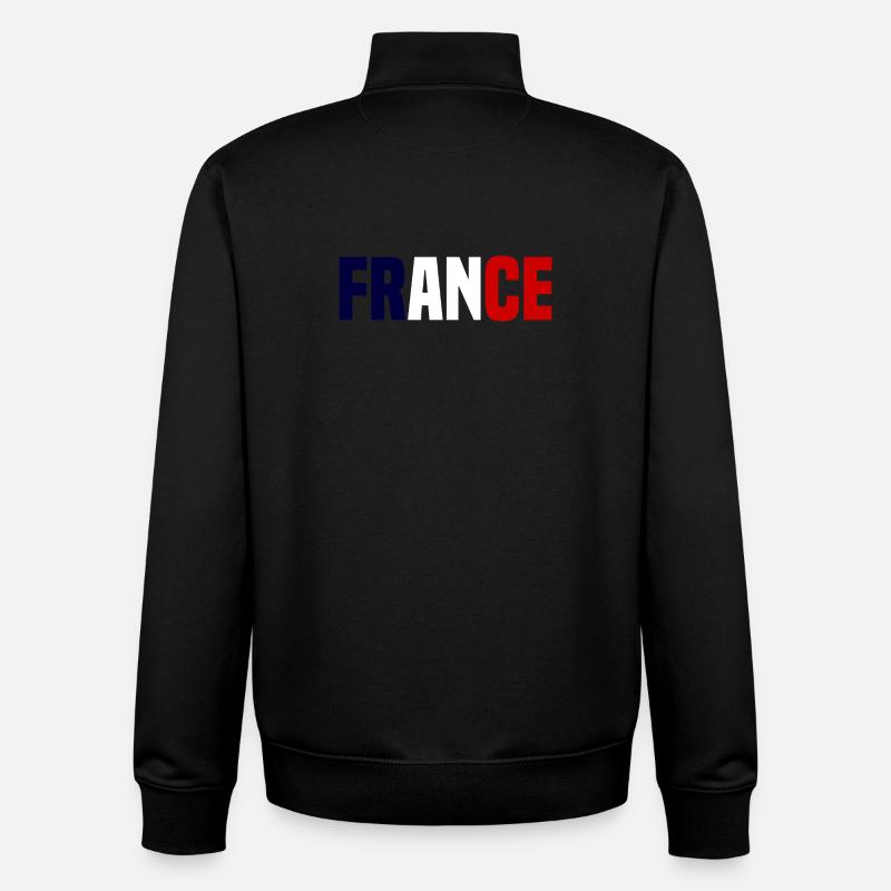 France contrasté - Sweat zippé unisexe en coton bio Stanley/Stella - noir