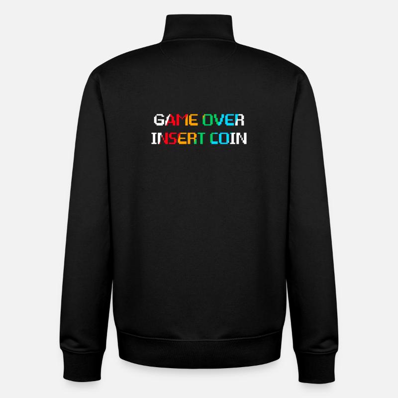 Game Over Insert Coin (foncé) - Sweat zippé unisexe en coton bio Stanley/Stella - noir