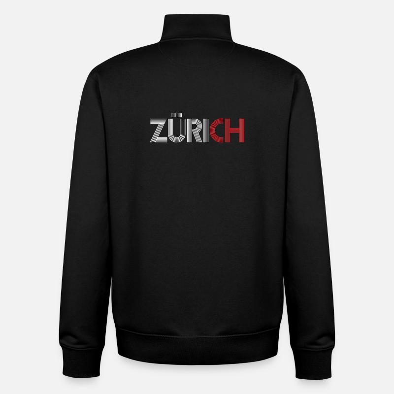 ZURICH Suisse Suisse - Sweat zippé unisexe en coton bio Stanley/Stella - noir