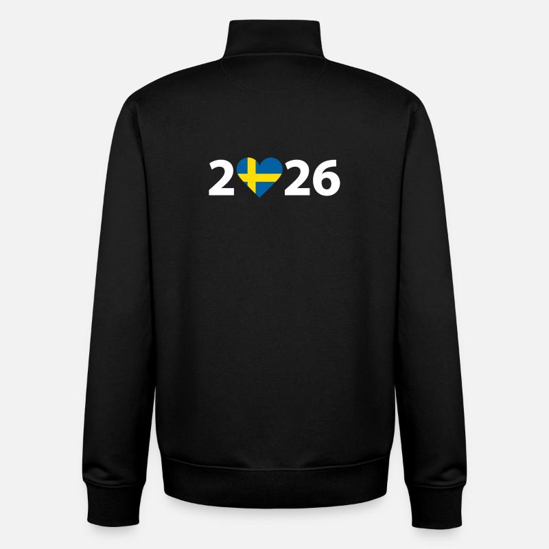 J’aime Suède 2026, Suède 2026 - Sweat zippé unisexe en coton bio Stanley/Stella - noir