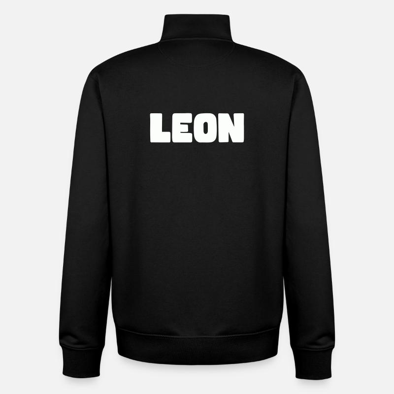 Leon Name - Unisex Organic Zip Sweatshirt by Stanley/Stella - black