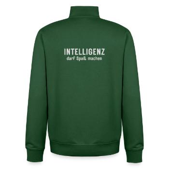 Intelligenz darf Spaß machen Statement Design - Unisex Organic Zip Sweatshirt von Stanley/Stella - Flaschengrün - Hinten - AI Model Male 185 dark (185cm)