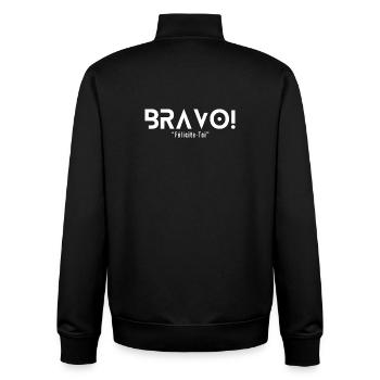 "BRAVO"... Congratulate yourself - Unisex Organic Zip Sweatshirt by Stanley/Stella - black - Back - AI Model Male 185 light (185cm)