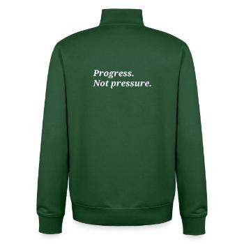 Progress. Not pressure. - Unisex Organic Zip Sweatshirt by Stanley/Stella - bottle green - Back - AI Model Male 185 dark (185cm)