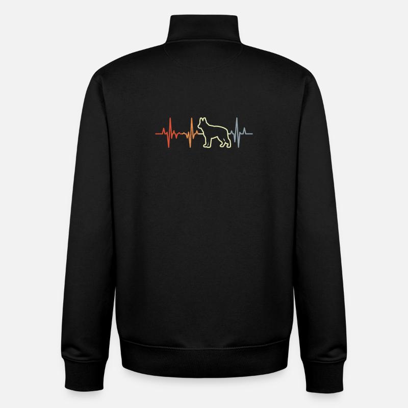 German Shepherd Heart Line - Unisex Organic Zip Sweatshirt by Stanley/Stella - black