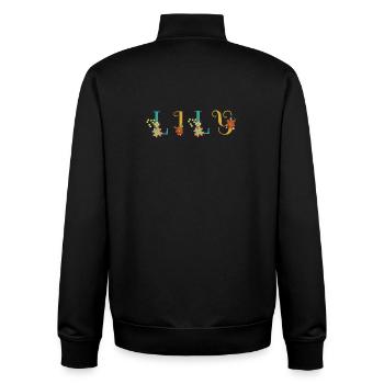 LILY Namenskunst mit gestickten Blumen - Unisex Organic Zip Sweatshirt von Stanley/Stella - Schwarz - Hinten - AI Model Male 185 light (185cm)