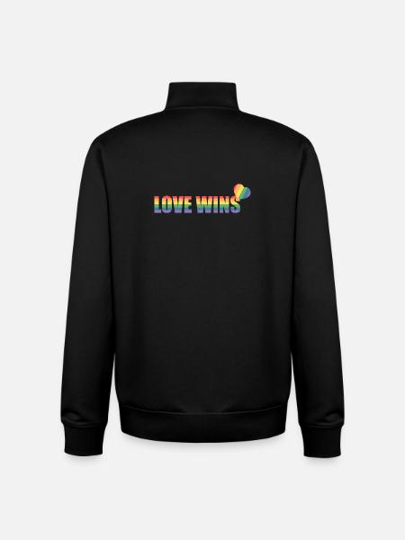 Bunter Regenbogen Herz mit Liebesbotschaft - Unisex Organic Zip Sweatshirt von Stanley/Stella - Schwarz