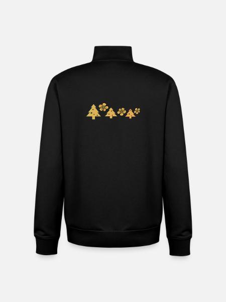 Golden Christmas trees with blossoms - Unisex Organic Zip Sweatshirt by Stanley/Stella - black