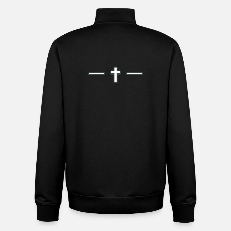 Motif de ligne croisée centrée - Sweat zippé unisexe en coton bio Stanley/Stella - noir