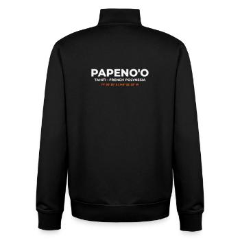 Papeno'o – Mémoire Volcanique - Sweat zippé unisexe en coton bio Stanley/Stella - noir - Dos - AI Model Male 185 light (185cm)