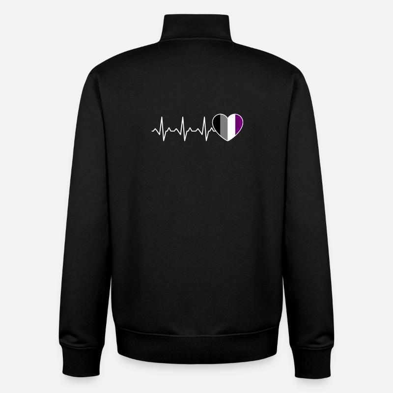Ace Pride Heartbeat Asexuel - Sweat zippé unisexe en coton bio Stanley/Stella - noir