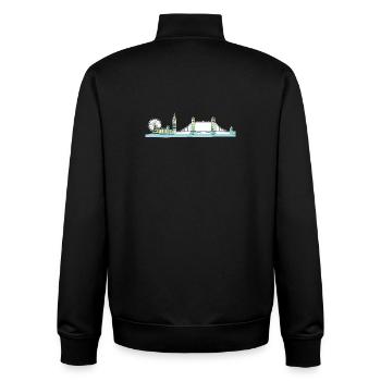 London City Skyline Tower Bridge Line Art - Unisex Organic Zip Sweatshirt by Stanley/Stella - black - Back - AI Model Male 185 light (185cm)