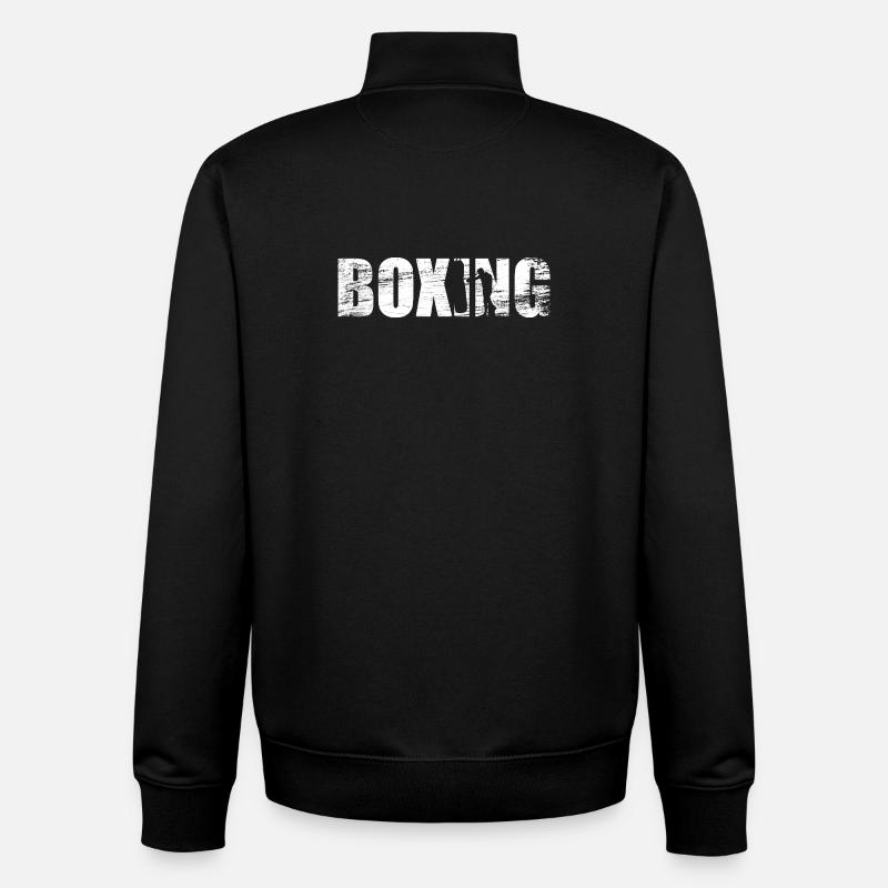 Boxe drôle - Sweat zippé unisexe en coton bio Stanley/Stella - noir