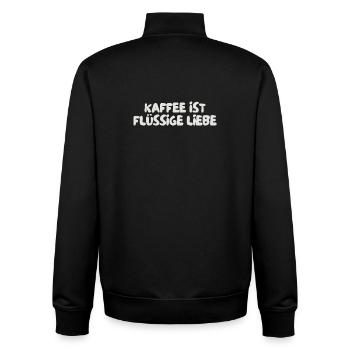 Kaffee ist flüssige Liebe - Unisex Organic Zip Sweatshirt von Stanley/Stella - Schwarz - Hinten - AI Model Male 185 light (185cm)