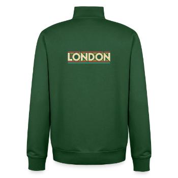 LONDON Retro-Neon auf farbigen Streifen - Unisex Organic Zip Sweatshirt von Stanley/Stella - Flaschengrün - Hinten - AI Model Male 185 dark (185cm)