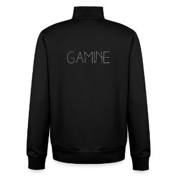 Gamine - Idée cadeau original femme - Sweat zippé unisexe en coton bio Stanley/Stella - noir - Dos - AI Model Male 185 light (185cm)