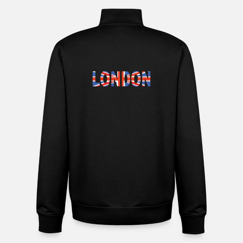 Londres couché avec drapeau - Sweat zippé unisexe en coton bio Stanley/Stella - noir