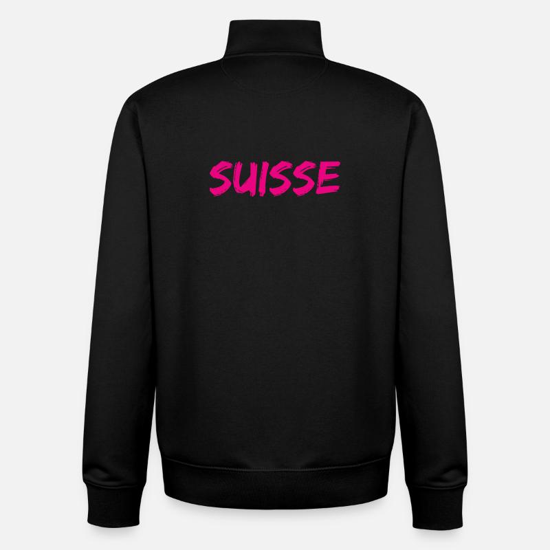 SUISSE. PAYS - Sweat zippé unisexe en coton bio Stanley/Stella - noir