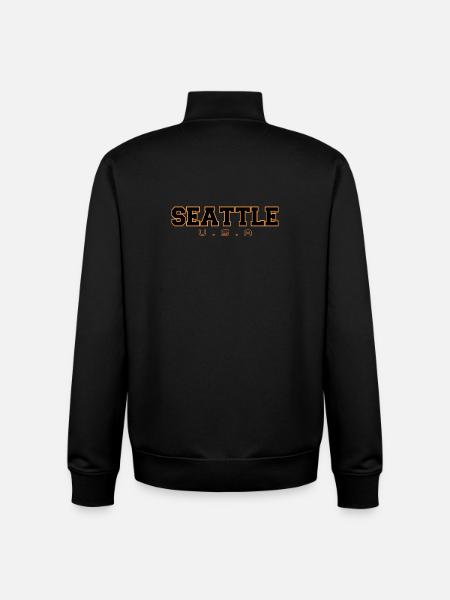 Seattle U.S.A. Lettering - Unisex Organic Zip Sweatshirt by Stanley/Stella - black