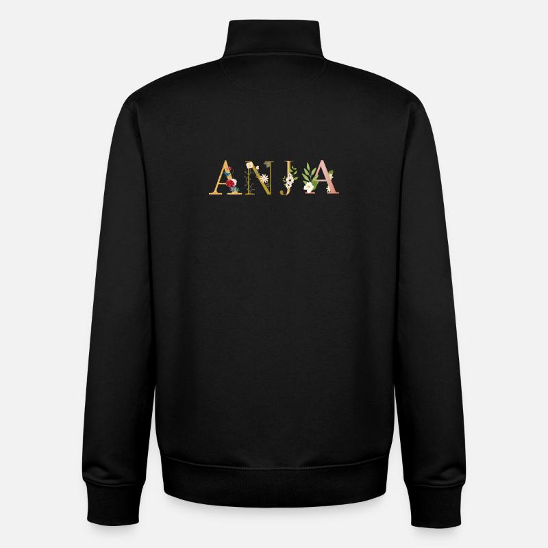 ANJA Name mit Blumen geschmückt - Unisex Organic Zip Sweatshirt von Stanley/Stella - Schwarz
