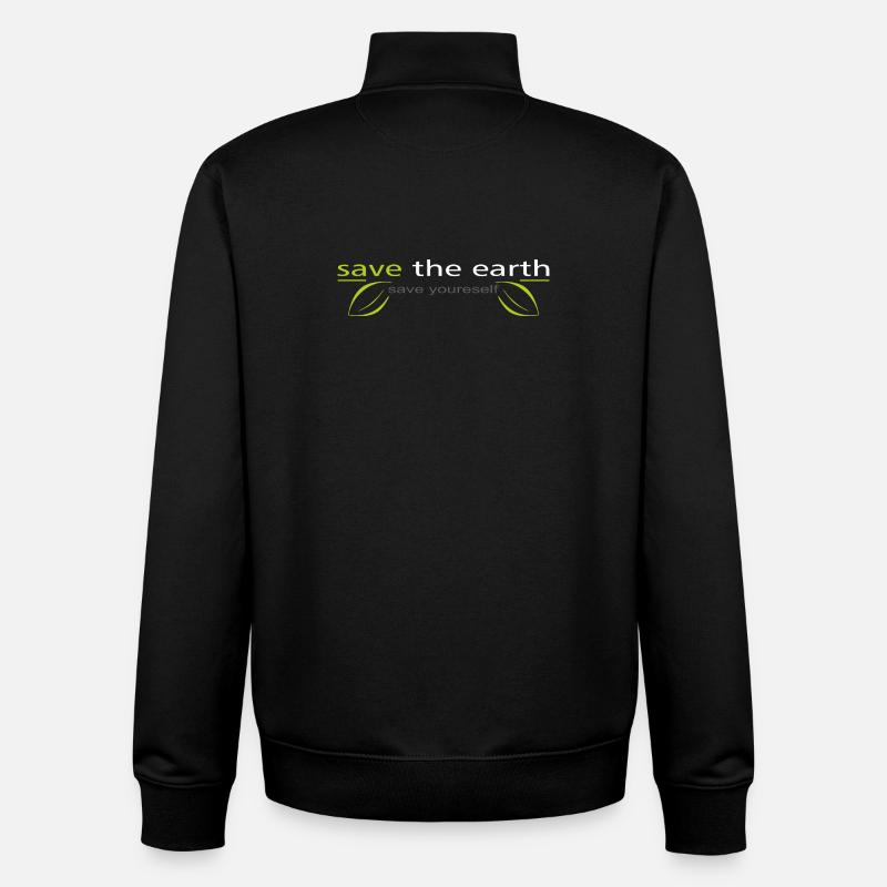 save_the_earth - Sweat zippé unisexe en coton bio Stanley/Stella - noir