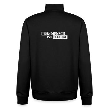 No One Is Illegal - Migration - Illegality - Unisex Organic Zip Sweatshirt by Stanley/Stella - black - Back - AI Model Male 185 light (185cm)