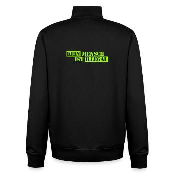 No One Is Illegal - Migration - Illegality - Unisex Organic Zip Sweatshirt by Stanley/Stella - black - Back - AI Model Male 185 light (185cm)