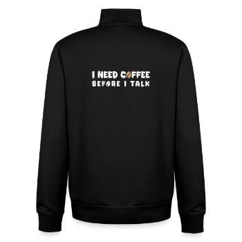 Ich brauche Kaffee, bevor ich lustige Kaffeeliebhaber Gif rede - Unisex Organic Zip Sweatshirt von Stanley/Stella - Schwarz - Hinten - AI Model Male 185 light (185cm)