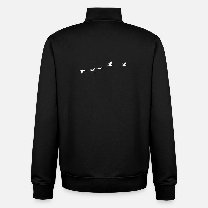 Oiseaux migrateurs blanc grue - Sweat zippé unisexe en coton bio Stanley/Stella - noir
