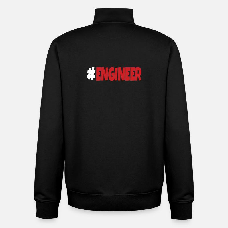 #engineer blanc et rouge - Sweat zippé unisexe en coton bio Stanley/Stella - noir