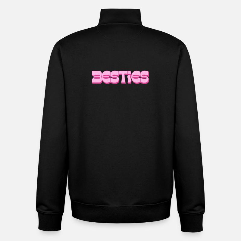 Besties – Déclaration rose pour l’amitié - Sweat zippé unisexe en coton bio Stanley/Stella - noir