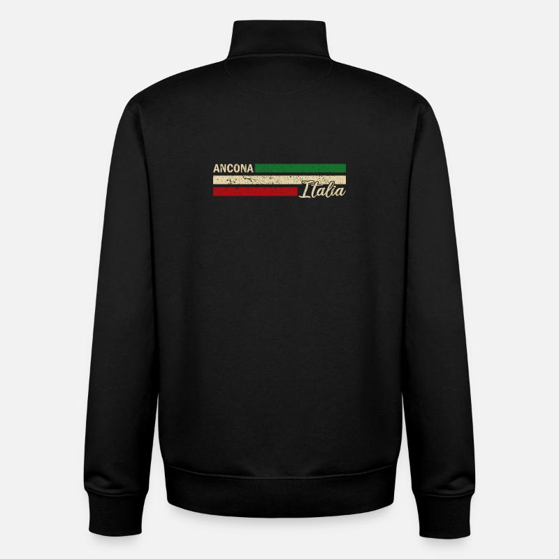 Italia - Ancône - Italien - Italie - Sweat zippé unisexe en coton bio Stanley/Stella - noir