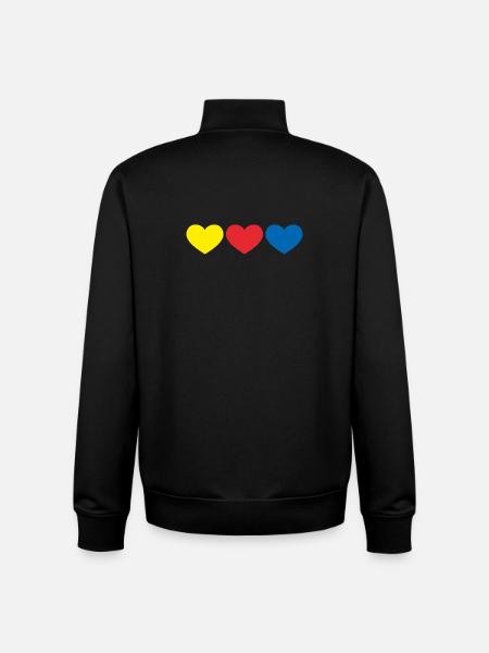 DIF_heart - Sweat zippé unisexe en coton bio Stanley/Stella - noir