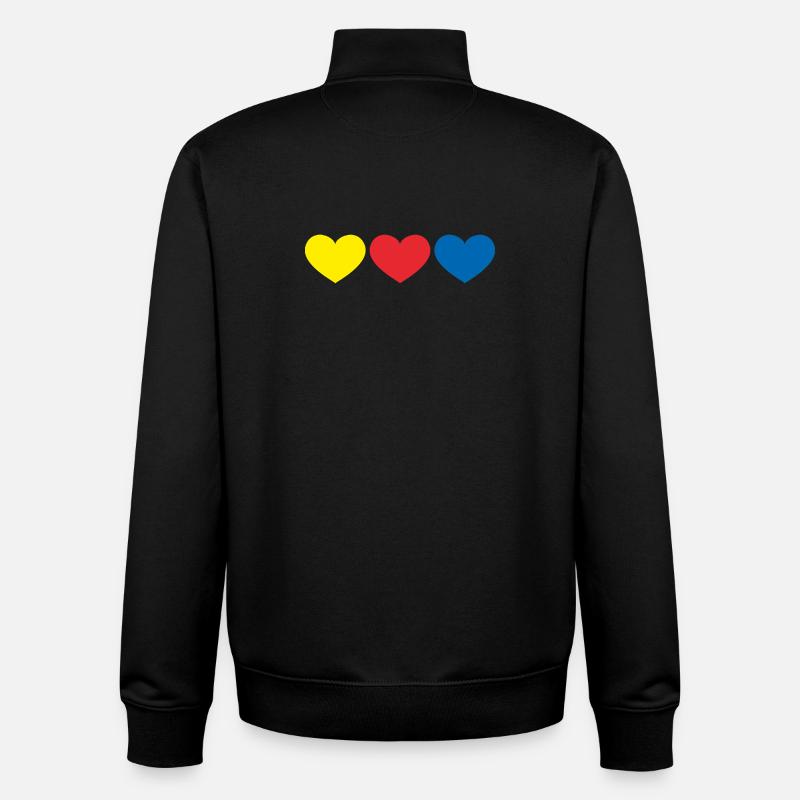 DIF_heart - Sweat zippé unisexe en coton bio Stanley/Stella - noir