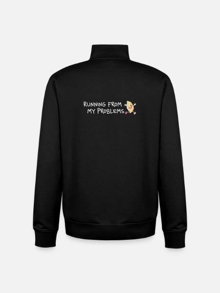 Running from my problems – Funny Croissant - Unisex Organic Zip Sweatshirt by Stanley/Stella - black