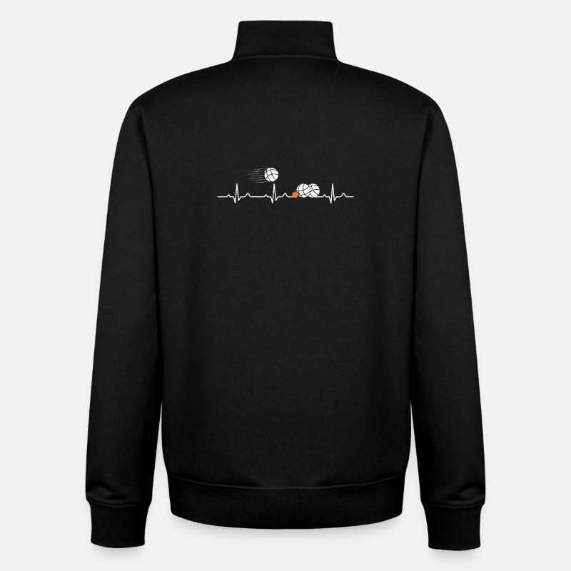 Boule heartbeat Petanque Boule player - Unisex Organic Zip Sweatshirt by Stanley/Stella - black