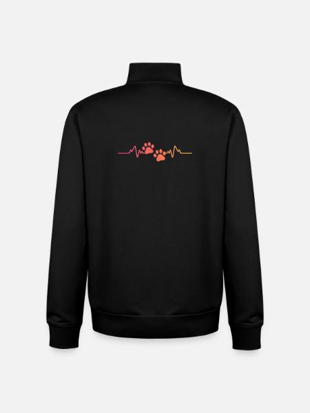 Sunset Dog Paw Heartbeat Dog - Unisex Organic Zip Sweatshirt by Stanley/Stella - black