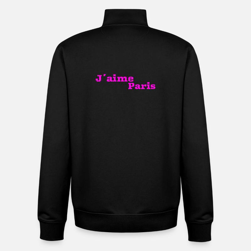 J ́aime Paris - Sweat zippé unisexe en coton bio Stanley/Stella - noir