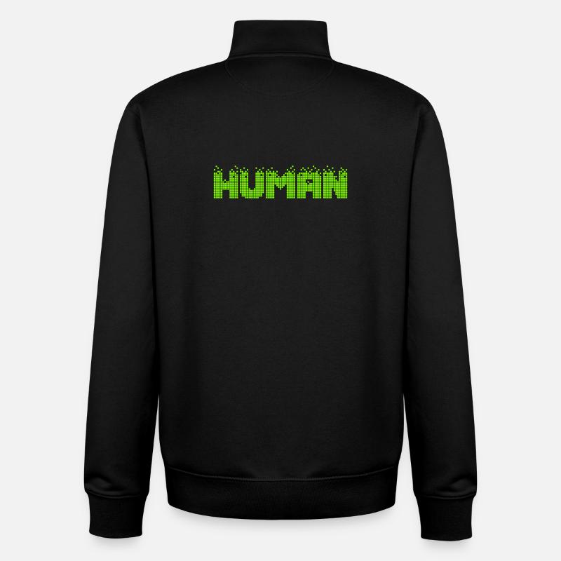 HUMAIN Neon Pixel Glitch - Sweat zippé unisexe en coton bio Stanley/Stella - noir