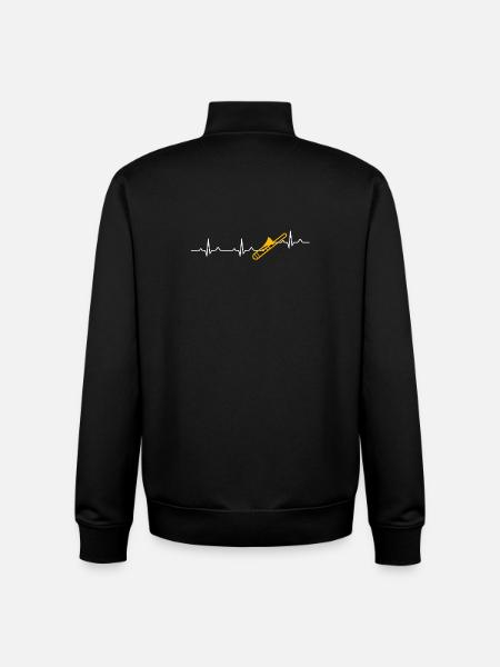 Heartbeat Trombone Trombone Player Trombonist - Unisex Organic Zip Sweatshirt by Stanley/Stella - black