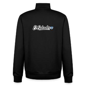 El Salvador Script with Flag Heart Patriotic - Unisex Organic Zip Sweatshirt by Stanley/Stella - black - Back - AI Model Male 185 light (185cm)