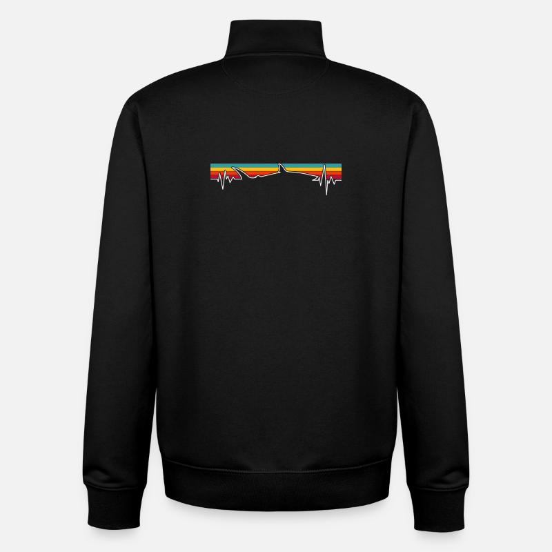 Retro Sunset Wolf Pulse - Unisex Organic Zip Sweatshirt by Stanley/Stella - black
