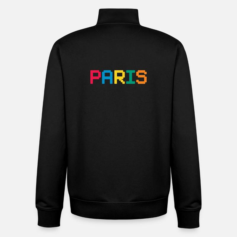 PARIS Pixel - Sweat zippé unisexe en coton bio Stanley/Stella - noir