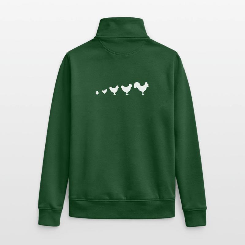 Evolution Farmer Poulet Coq Drôle Sweat zippé unisexe en coton bio Stanley/Stella