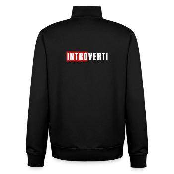 Introvert - Unisex Organic Zip Sweatshirt by Stanley/Stella - black - Back - AI Model Male 185 light (185cm)
