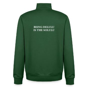 Être delulu est le solulu blanc - Sweat zippé unisexe en coton bio Stanley/Stella - vert bouteille - Dos - AI Model Male 185 dark (185cm)