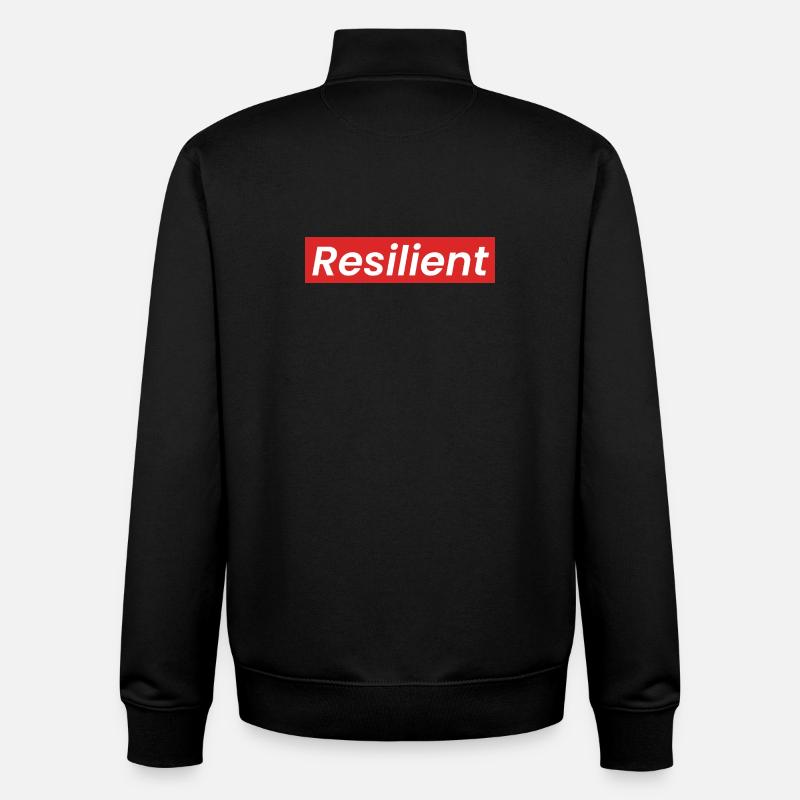 Chemise statement « Résilient » blanche sur fond rouge - Sweat zippé unisexe en coton bio Stanley/Stella - noir